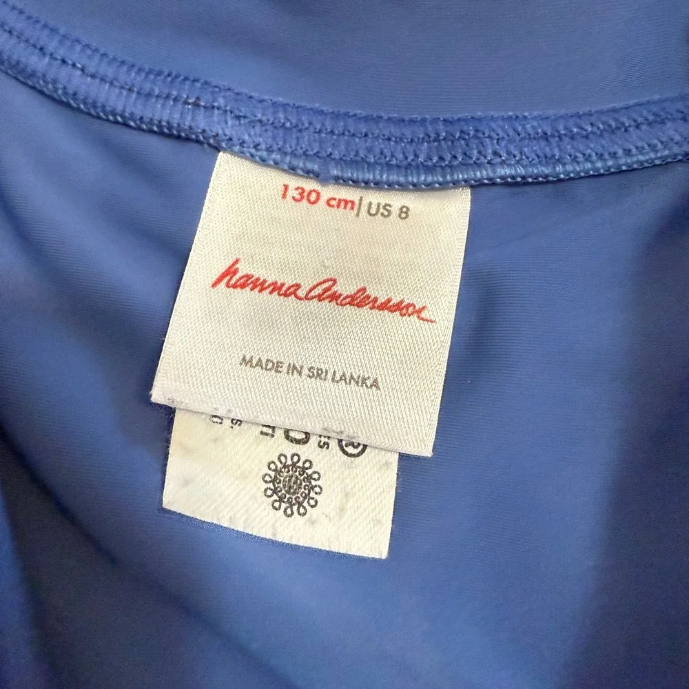 Hanna Andersson kids blue long sleeve quarter zip rash guard 130/8‎